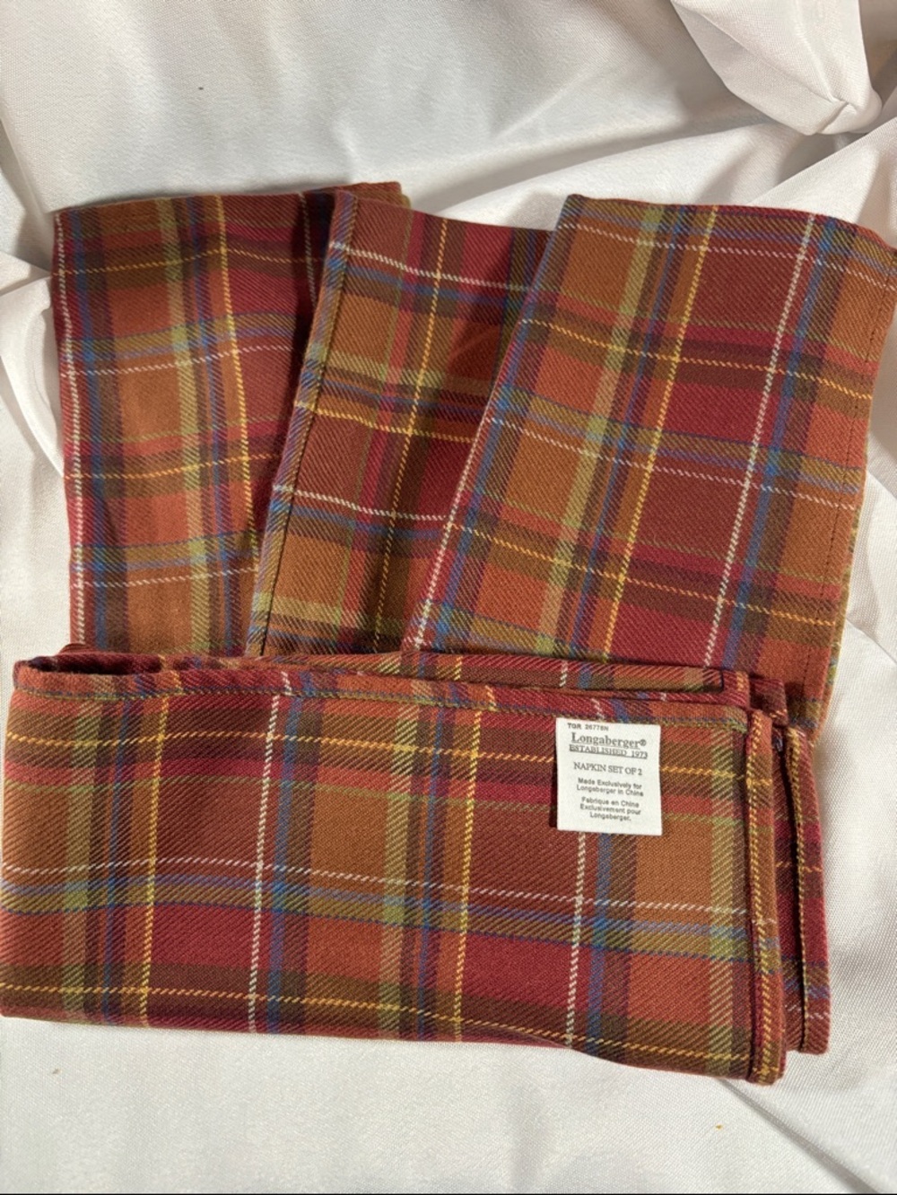 Longaberger Toboso Plaid Napkins